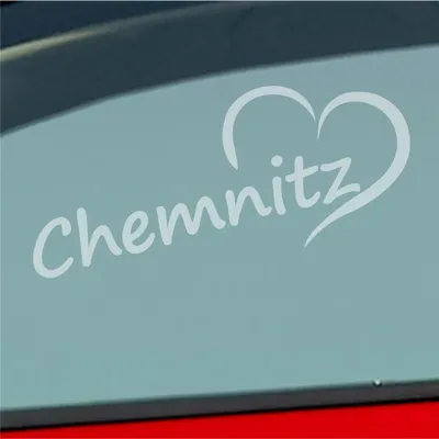 Produktbild von Auto Aufkleber Chemnitz Herz Stadt City Heart Love Liebe 19,5x8 cm Milchglas Sticker Heckscheibenaufkleber