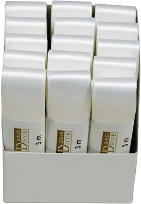 Produktbild von Doppelsatinband in Weiß, 25 mm breit und 3 m lang