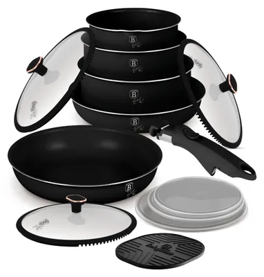 Immagine prodotto di Set di stoviglie con superficie in titanio 13 pezzi Collezione Black Rose
