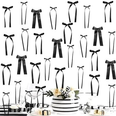 Schwarze Schleifen, 30 Stück, 3 Größen, DIY-Deko für Feste
