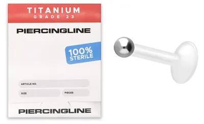 Produktbild von Ohrpiercing, Nasenpiercing Sterilisiertes PMFK Labret + TITAN-KUGEL