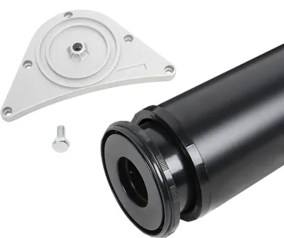 A table leg and mounting plate are shown against a white background.
