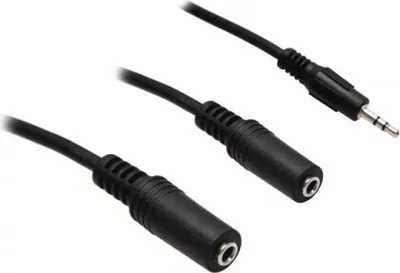Produktbild von Audio Y Kabeladapter 3,5 mm; 1x Stecker 2x Buchse stereo, 0.2 m