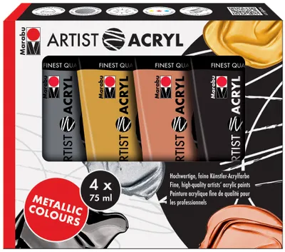 Produktbild von Marabu Acrylfarben Set "Artist Acryl" Metallic 4 x 75 ml