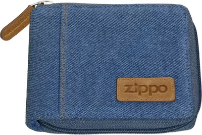Produktbild von ZIPPO -Denim Zipper Wallet - Bi-Fold Zipper Geldbörse aus Leder und Denim Jeans - mit Reißverschluss BrieftaschewKartenetui Halter Portemonnaie 2007144