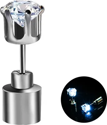 Produktbild von 1 Stück Ohrstecker, blinkend, auffällig, hohe Transparenz, handgefertigt, Kunstkristall, dekorieren, tragbare LED-Ohrstecker für Damen, Damen-Accessoires-Weiß