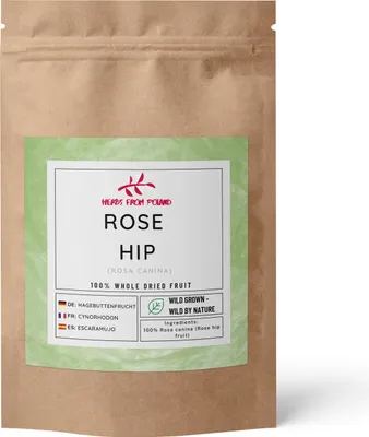 Produktbild von Herbs from Poland Getrocknete Hagebutten für Tee, Aufguss, Reich an Vitamin C, Unterstützt Immunsystem und Verdauung, 100% Natürlich - 500g