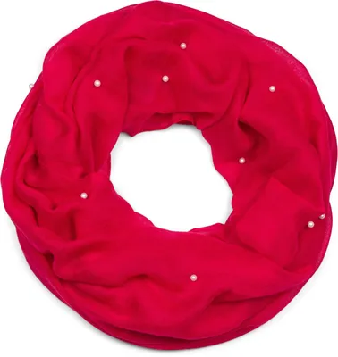 Produktbild von styleBREAKER Damen Loop Schal mit Perlen Applikation, Unifarben, Leichter Schlauchschal Einfarbig, Tuch 01016168