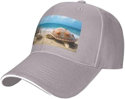 Productafbeelding van Klassieke Baseballpet met zeester en schildpad print - Grijs