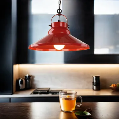 Produktbild von Dekorative Hängeleuchte in Rot Industrie Design 1x E27 bis zu 60 Watt 230V aus Metall, für Küche Esszimmer Pendelleuchte Hängelampe Pendellampe innen Beleuchtung