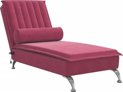 Produktbild von Massage-Chaiselongue mit Nackenrolle Weinrot Samt