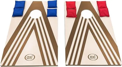 Imagen del producto de Juego de lanzamiento de sacos "Cornhole" Plus con 2 tableros de madera: juego para interiores y exteriores, incluye 8 sacos y una bolsa de transporte. Tablero de madera plegable. Ideal para jugar en el jardín.