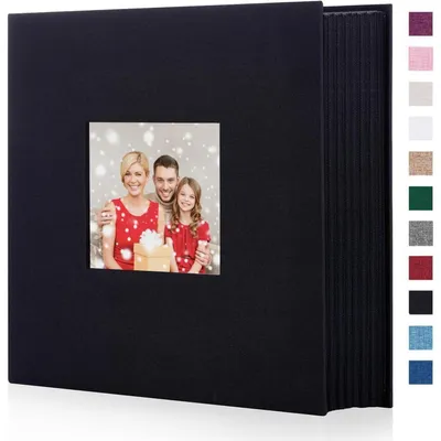 Productafbeelding van Fotoalbum, linnen, 1000 foto's, formaat 10x15 cm, zwart, hardcover met venster, afmetingen 33x31,8 cm