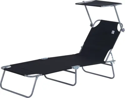 Produktbild von Outsunny Sonnenliege Gartenliege Relaxliege Dreibeinliege Liege Klappbar Schwarz