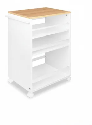 Image de Bomoe Chariot de service à roulettes 50x38x79cm, blanc et chêne