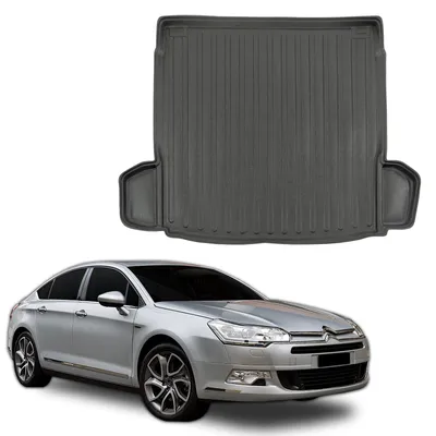 Produktbild von SCOUTT | Kofferraumwanne Laderaumwanne Kompatibel mit Citroen C5 4D Sedan 2008-2019, mit Hoher Rand, Kofferraum-Schutzmatte, Geriffelt, Aufrollbar, Schwarz