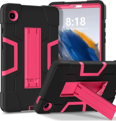 Produktbild von Hybrid Hülle für Samsung Galaxy Tab A11 mit Kontrastdesign & Halter Schwarz