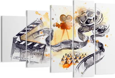 Produktbild von Bild auf Leinwand - Leinwandbild - Film Projektor Illustration - 150x100cm - Wand Bild - Wanddeko - Leinwanddruck - Bilder - Kunstdruck - Wanddekoration - Leinwand bilder - Wandkunst - EG150x100-3017