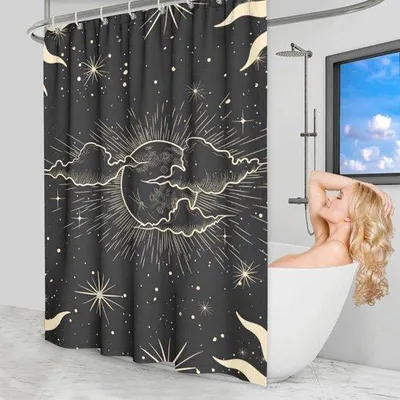 Obrázek produktu pro Černý sprchový závěs 180 x 180 cm, polyester, odolný proti plísním, lze prát