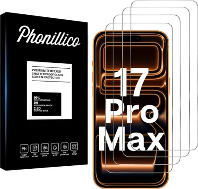 Produktbild von Hartglas für iPhone 17 PRO MAX [4 Stück] Displayschutzfolie Screen Protector Film Anti-Kratzer Glas Resistant Phonillico®