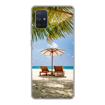 Produktbild von MuchoWow® Handyhülle Schutzhülle Hülle für Samsung Galaxy A71 Strand - Strandkorb - Sonnenschirm Silikon Softcase Handy Hülle - Kartenbesitzer
