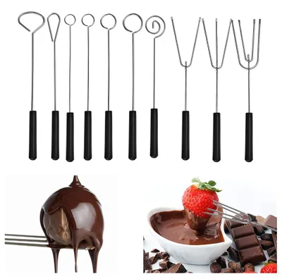 10er Set Edelstahl Dipping Gabeln für Schokolade Fondue