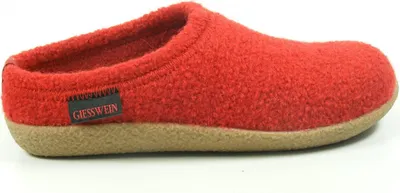 A red slipper on a white background.