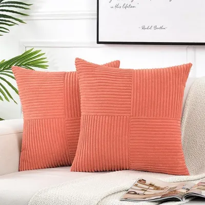 Zdjęcie produktu dla Zestaw 2 poszewek na poduszki, kolor: koralowy, materiał: aksamit, wymiary: 45x45 cm, miękkie, dekoracyjne