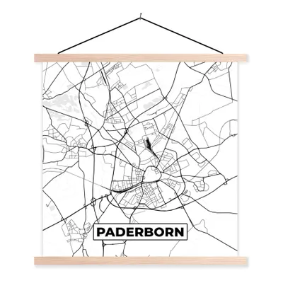 Produktbild von MuchoWow® Textilposter Karte - Stadtplan - Paderborn 60x60 cm mit holzfarbenen Rahmen - Wanddekoration