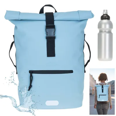 Produktbild von Rucksack Plane Time Bag Evo 24 L Kurierrucksack Roll-Top Damen A4 Freizeitrucksack Laptoprucksack wetterfest Outdoor Elephant 12825 Hellblau 3 +f