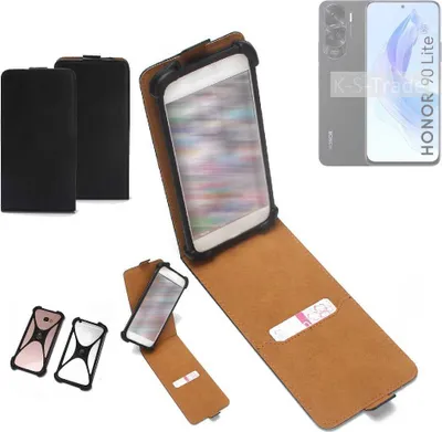 Produktbild von K-S-Trade Handyhülle Schutzhülle kompatibel mit Honor 90 Lite Hülle Case Cover Flip Style Bumper schwarz 1x