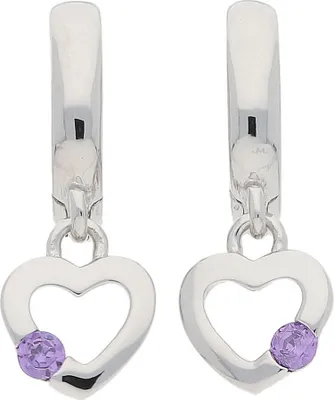 Produktbild von Creolen Silber 925 Zirkonia lila Herz JL10-06-2488 JuwelmaLux