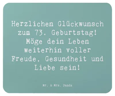 Produktbild von Mr. & Mrs. Panda Mauspad Spruch 73. Geburtstag - Meeresbrise - Geschenk, laptop, Dankbarkeit, Wertschätzung, Liebe, mousematte, weiteres Jahr, Alter, Mouse Pad, Mousepad