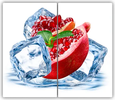 Produktbild von Tulup Glas-Herdabdeckplatte - 2x30x52cm - Glaskeramikkochfeld-Abdeckung Spritzschutz Zweiteilig Granatapfel mit Eis