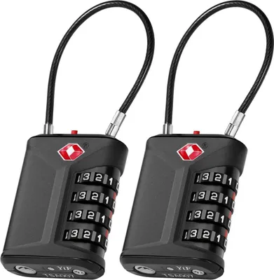 Obrázek produktu pro ZHEGE Zavazadlový zámek Kombinační zámek TSA Lock Flexibilní kabelový cestovní zámek černý