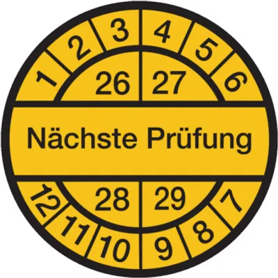 Produktbild von Dreifke® Aufkleber Prüfplakette, Nächste Prüfung, schwarz/gelb, Dokumentenfol...