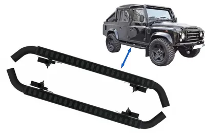 Obrázok produktu pre Nástupné schodíky na bočné strany vozidla Land Rover Defender 110, modelové roky 1990-2016, čierna edícia.