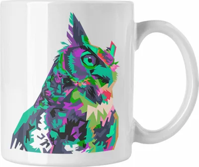 Produktbild von Trendation - Eulen Tasse Geschenk Polyhon Eulen-Fans Liebhaber (Weiß)