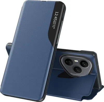 Immagine prodotto di Custodia Flip per Honor 400 Pro, custodia in Finto cuoio con finestra e funzione stand blu