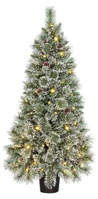 Obrázok produktu pre Čierny vianočný stromček Vandans s osvetlením, výška 120 cm, priemer 60 cm - umelý stromček s vetvami, zdobený šiškami, zelený
