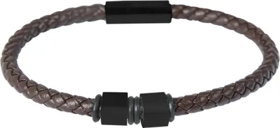 Produktbild von Akzent Echtlederarmband mit Edelstahlelementen, geflochten