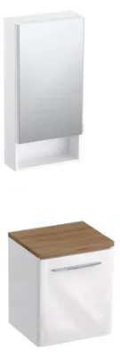 Productafbeelding van NOX badkamerset – Wit hoogglans – Imitatie eikenhout – 50 cm – Badkamer