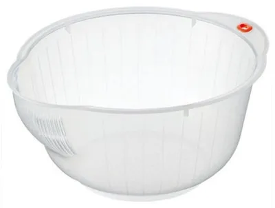 Zdjęcie produktu dla Taca do mycia warzyw, owoców i ryżu z sitkiem do odsączania, plastikowa, sitko do ryżu i owoców, 24,1 × 21,6 × 10 cm
