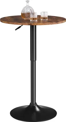 Produktbild von Yaheetech Bartisch, rund, Rostbraun, Ø 60 cm, höhenverstellbar 69.5-91 cm, 360° drehbar, multifunktional, MDF Metall
