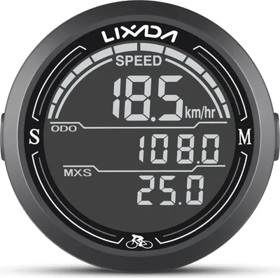 Zdjęcie produktu dla Komputer rowerowy LIXADA, wyświetlacz LCD, wielofunkcyjny komputer, wodoodporny komputer, odpowiedni do jazdy w górach, parkach, w dzień i w nocy, czarny