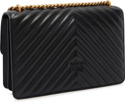 Immagine prodotto di PINKO borsa a tracolla Love One Classic DC Sheep Nappa Chevron Black - Antique Gold nero