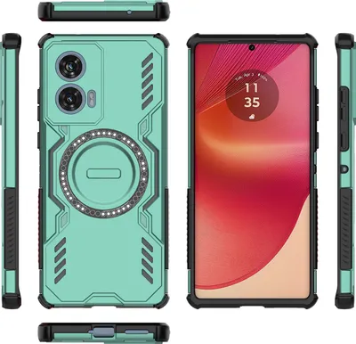 Produktbild von Magnetisch Hülle für Motorola Edge 50 Fusion, Hybrid PC TPU Bumper Stoßfestes Loch Wärmeableitung Handyhülle Grün