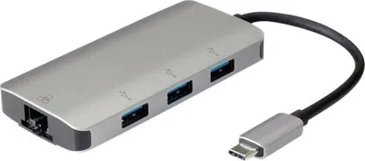 Immagine prodotto di Convertitore da USB tipo C a Gigabit Ethernet + Hub 3x di ROLINE