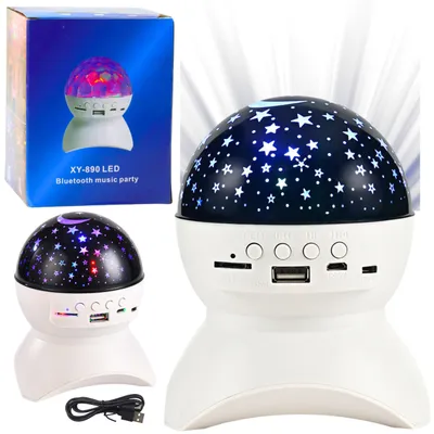 Obrázek produktu pro Noční světlo Hvězdný projektor 3v1 Bluetooth LED reproduktor bílý
