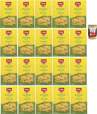 Produktbild von SCHÄR Senza Glutine Penne rigate, Glutenfrei Pasta mit 20% Hirse, gluten free pasta, 20x 500g + Italian Gourmet polpa 400g